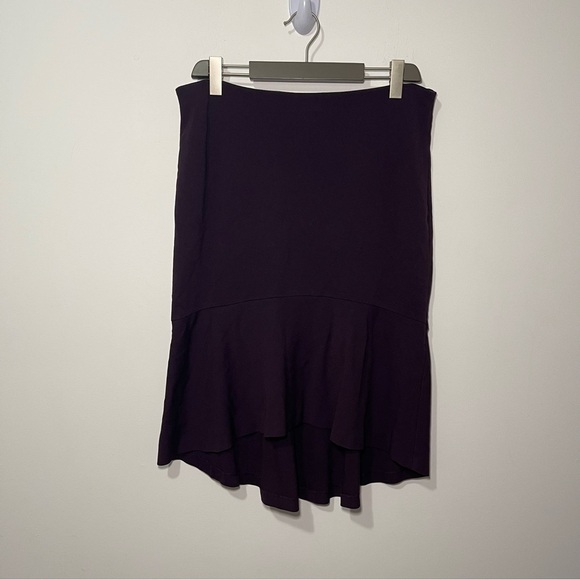 Ann Taylor Women’s Purple Ruffle Hem High-Low Skirt US 12 Career Chic Office - Picture 2 of 9